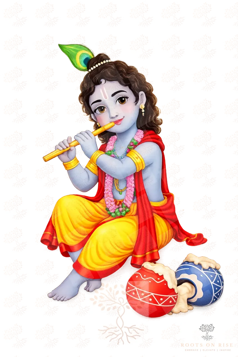 Illustration of Lord Krishna, the blue-skinned Hindu god